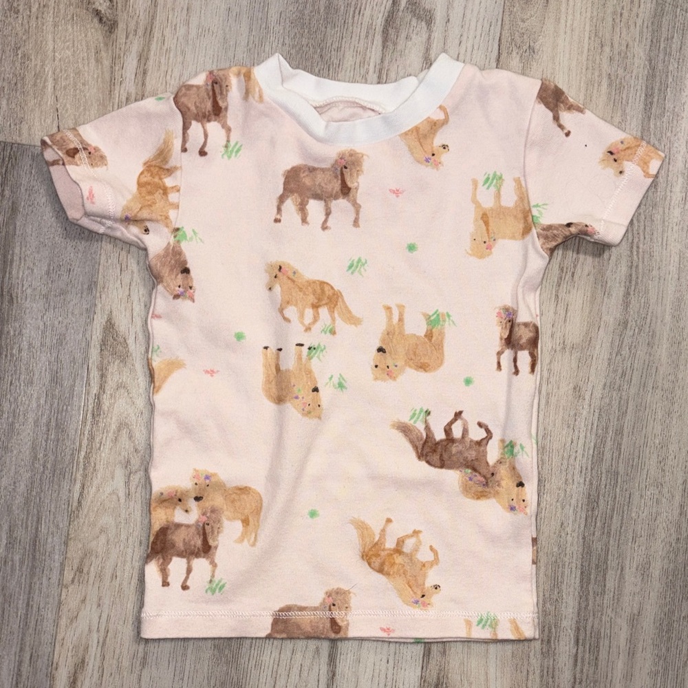 Burt's Bees Kids T-Shirt with Horse Print - Light Pink